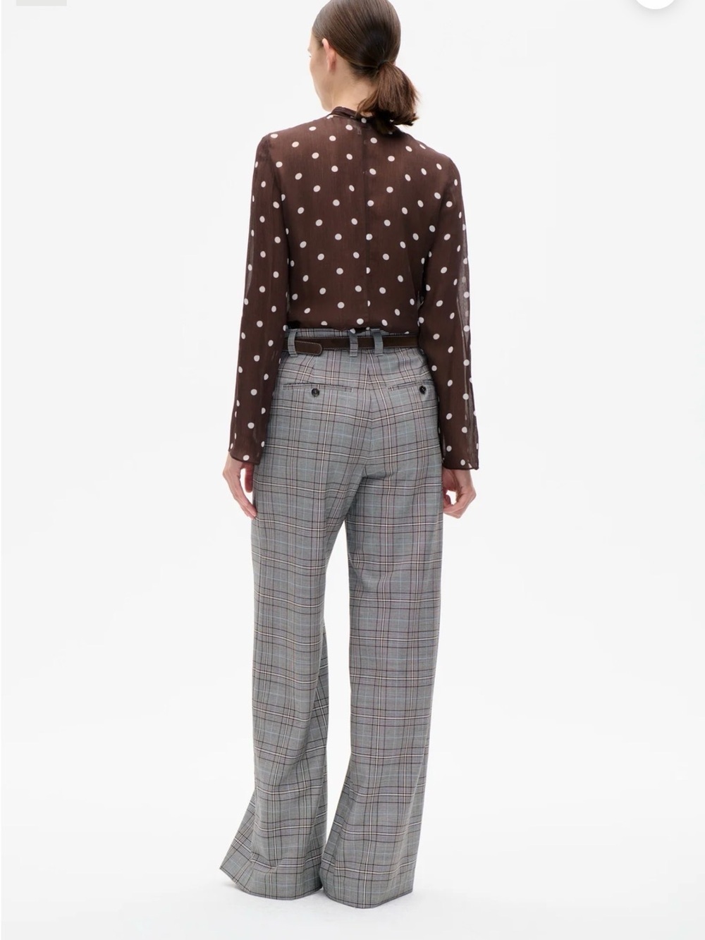 Baum und pferdgarten High-Rise Wide-Leg Plaid smart casual Trousers in Gray NWT - Picture 2 of 5
